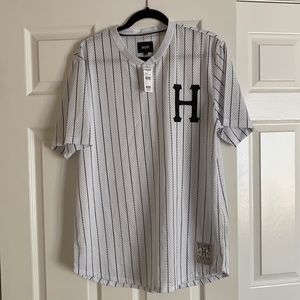 HUF white Jersey with black stripes